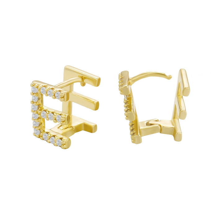Wholesale Gold 26 Letter Zircon Stud Earrings JDC-ES-GM005 Earrings 冈麦 E gold Wholesale Jewelry JoyasDeChina Joyas De China
