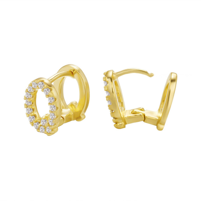 Wholesale Gold 26 Letter Zircon Stud Earrings JDC-ES-GM005 Earrings 冈麦 Q gold Wholesale Jewelry JoyasDeChina Joyas De China