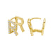 Wholesale Gold 26 Letter Zircon Stud Earrings JDC-ES-GM005 Earrings 冈麦 R gold Wholesale Jewelry JoyasDeChina Joyas De China
