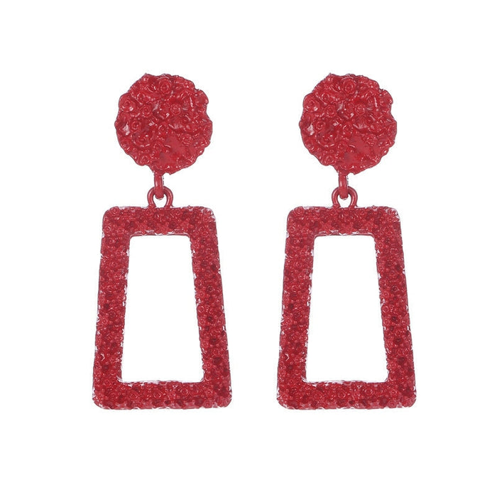 Wholesale Gold Frosted Square Embossed Vintage Earrings JDC-ES-D610 Earrings 晴雯 05 Red 1962 Wholesale Jewelry JoyasDeChina Joyas De China