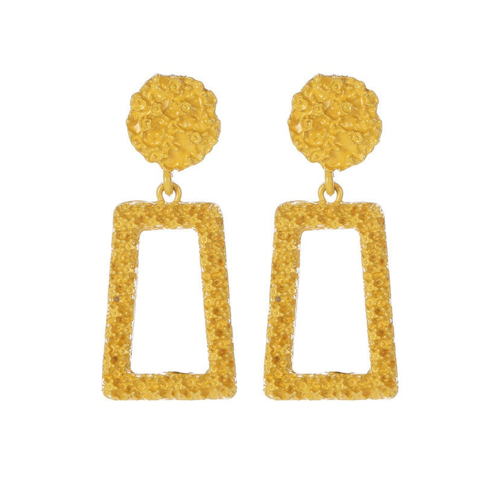 Wholesale Gold Frosted Square Embossed Vintage Earrings JDC-ES-D610 Earrings 晴雯 06 bright yellow 1963 Wholesale Jewelry JoyasDeChina Joyas De China