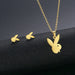 Wholesale Gold Geometric Bear Necklace Earrings Set Stainless Steel JDC-ES-MINGM010 Earrings 敏萌 Wholesale Jewelry JoyasDeChina Joyas De China