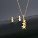 Wholesale Gold Geometric Bear Necklace Earrings Set Stainless Steel JDC-ES-MINGM010 Earrings 敏萌 TZ60 (gold) Wholesale Jewelry JoyasDeChina Joyas De China