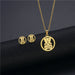 Wholesale Gold Geometric Bear Necklace Earrings Set Stainless Steel JDC-ES-MINGM012 Earrings 敏萌 Wholesale Jewelry JoyasDeChina Joyas De China
