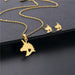 Wholesale Gold Geometric Bear Necklace Earrings Set Stainless Steel JDC-ES-MINGM012 Earrings 敏萌 Wholesale Jewelry JoyasDeChina Joyas De China