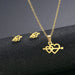 Wholesale Gold Geometric Bear Necklace Earrings Set Stainless Steel JDC-ES-MINGM012 Earrings 敏萌 TZ85 (gold) Wholesale Jewelry JoyasDeChina Joyas De China