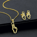 Wholesale Gold Geometric Bear Necklace Earrings Set Stainless Steel JDC-ES-MINGM015 Earrings 敏萌 Wholesale Jewelry JoyasDeChina Joyas De China