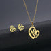 Wholesale Gold Geometric Bear Necklace Earrings Set Stainless Steel JDC-ES-MINGM015 Earrings 敏萌 TZ64 (gold) Wholesale Jewelry JoyasDeChina Joyas De China