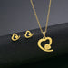 Wholesale Gold Geometric Bear Necklace Earrings Set Stainless Steel JDC-ES-MINGM015 Earrings 敏萌 TZ91 (gold) Wholesale Jewelry JoyasDeChina Joyas De China