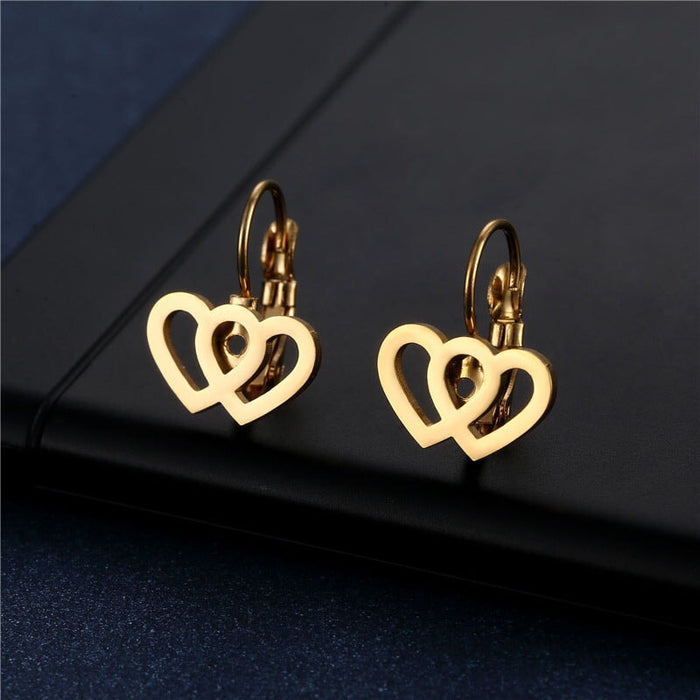 Wholesale Gold Heart Geometric Stainless Steel Earrings JDC-ES-MINGM021 Earrings 敏萌 EZ42 Wholesale Jewelry JoyasDeChina Joyas De China