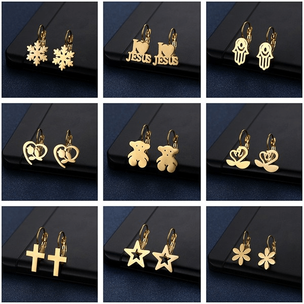 Wholesale Gold Heart Geometric Stainless Steel Earrings JDC-ES-MINGM022 Earrings 敏萌 Wholesale Jewelry JoyasDeChina Joyas De China