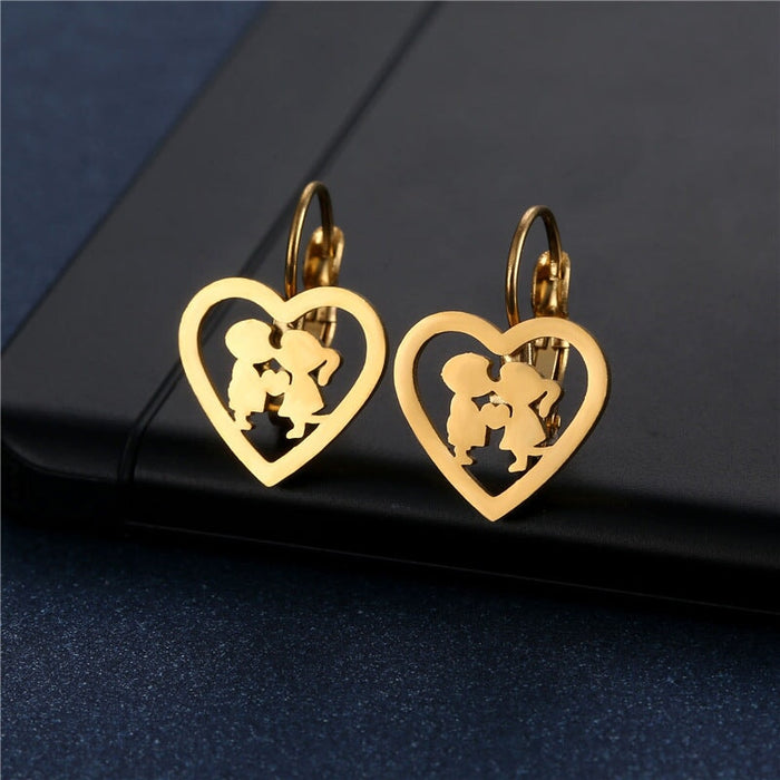 Wholesale Gold Heart Geometric Stainless Steel Earrings JDC-ES-MINGM022 Earrings 敏萌 EZ46 Wholesale Jewelry JoyasDeChina Joyas De China