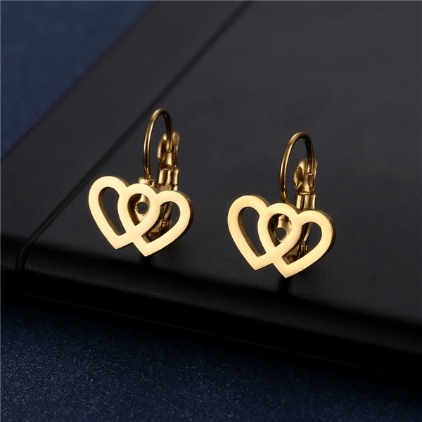 Wholesale Gold Heart Geometric Stainless Steel Earrings JDC-ES-MINGM025 Earrings 敏萌 Wholesale Jewelry JoyasDeChina Joyas De China