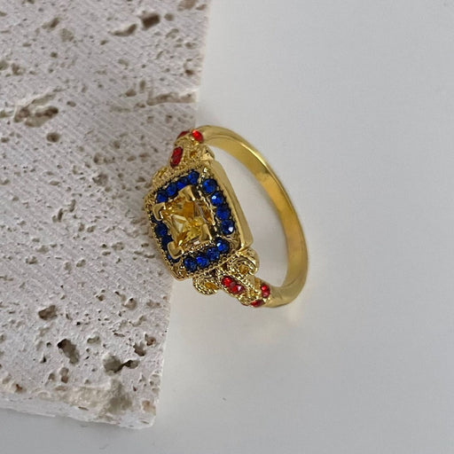 Wholesale Gold Plated Alloy Band Rhinestone Gemstone Ring JDC-RS-Sanj010 Rings 三杰 Wholesale Jewelry JoyasDeChina Joyas De China
