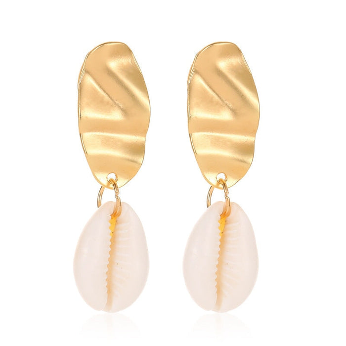 Wholesale Gold Round Crystal Natural Shell Earrings JDC-ES-D773 Earrings 晴雯 01 Asian Gold 4509 Yajin Wholesale Jewelry JoyasDeChina Joyas De China