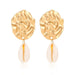 Wholesale Gold Round Crystal Natural Shell Earrings JDC-ES-D773 Earrings 晴雯 01 Asian Gold Ellipse 4548 Yajin Wholesale Jewelry JoyasDeChina Joyas De China
