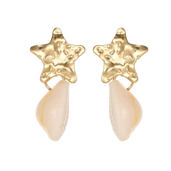 Wholesale Gold Round Crystal Natural Shell Earrings JDC-ES-D773 Earrings 晴雯 01 five-pointed star 4304 Yajin Wholesale Jewelry JoyasDeChina Joyas De China