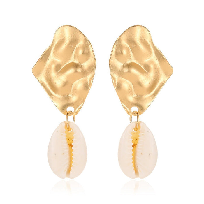 Wholesale Gold Round Crystal Natural Shell Earrings JDC-ES-D773 Earrings 晴雯 01 gold knife type 4549 Yajin Wholesale Jewelry JoyasDeChina Joyas De China