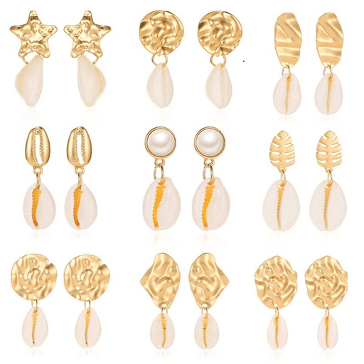 Wholesale Gold Round Crystal Natural Shell Earrings JDC-ES-D773 Earrings 晴雯 Wholesale Jewelry JoyasDeChina Joyas De China