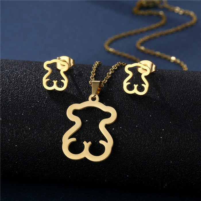 Wholesale gold stainless steel earrings necklace set combination JDC-NE-MINGM002 Necklace 敏萌 TZ-12 Wholesale Jewelry JoyasDeChina Joyas De China