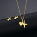 Wholesale gold stainless steel earrings necklace set combination JDC-NE-MINGM002 Necklace 敏萌 TZ112 Wholesale Jewelry JoyasDeChina Joyas De China