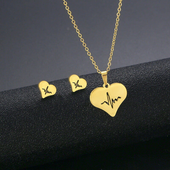 Wholesale gold stainless steel earrings necklace set combination JDC-NE-MINGM002 Necklace 敏萌 TZ122 Wholesale Jewelry JoyasDeChina Joyas De China