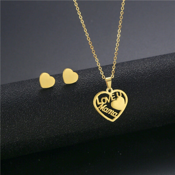 Wholesale gold stainless steel earrings necklace set combination JDC-NE-MINGM002 Necklace 敏萌 TZ67 Wholesale Jewelry JoyasDeChina Joyas De China