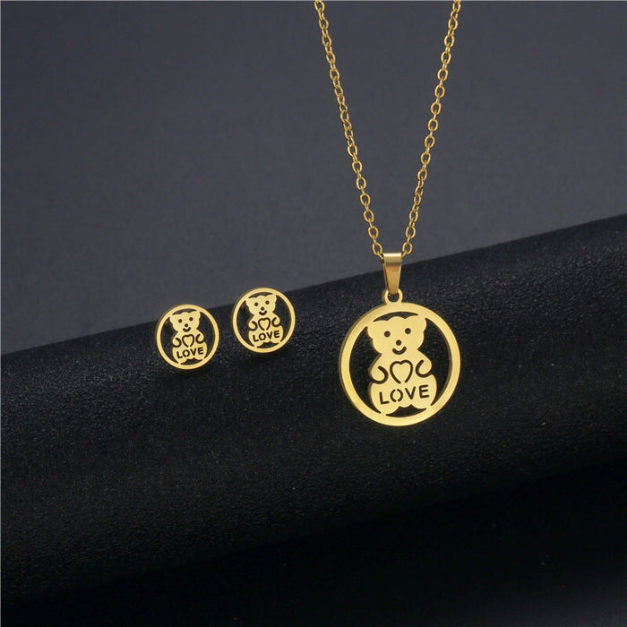 Wholesale gold stainless steel earrings necklace set combination JDC-NE-MINGM002 Necklace 敏萌 TZ70 Wholesale Jewelry JoyasDeChina Joyas De China