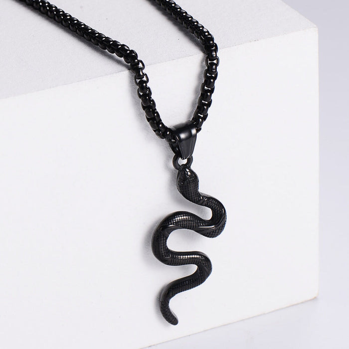 Wholesale gold stainless steel snake necklace JDC-NE-Aimi009 Necklaces 爱米萝 Black [without chain] Wholesale Jewelry JoyasDeChina Joyas De China