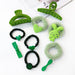 Wholesale Green Bow Plastic Resin Hair Clip Hair Rope JDC-HC-Jiax007 Hair Clips 佳芯 2706 set Wholesale Jewelry JoyasDeChina Joyas De China