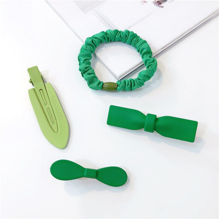 Wholesale Green Bow Plastic Resin Hair Clip Hair Rope JDC-HC-Jiax007 Hair Clips 佳芯 2719 set Wholesale Jewelry JoyasDeChina Joyas De China