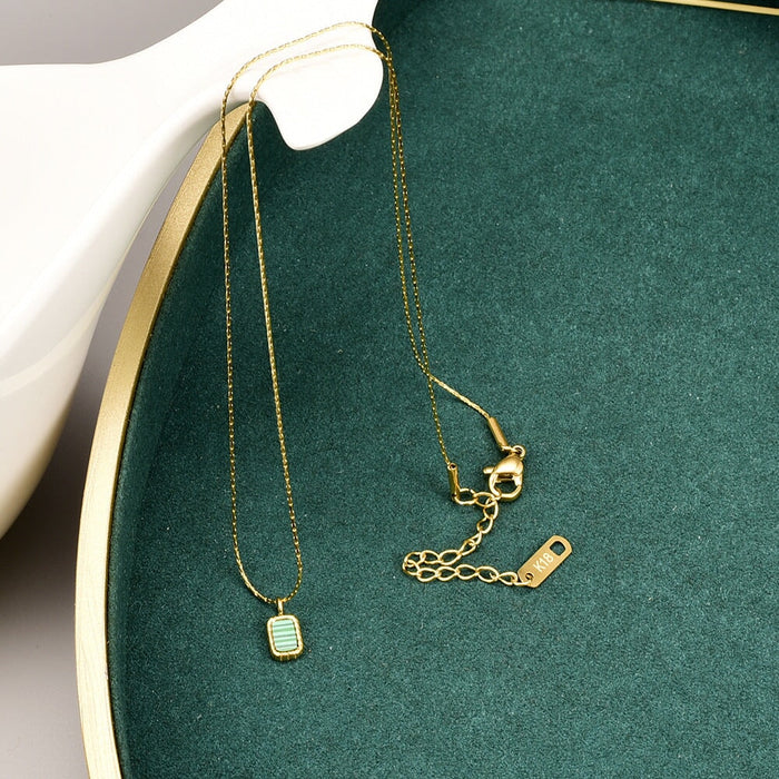 Wholesale green Stainless Steel Gold Plated Necklace JDC-NE-YS063 Necklaces 艺昇 Wholesale Jewelry JoyasDeChina Joyas De China