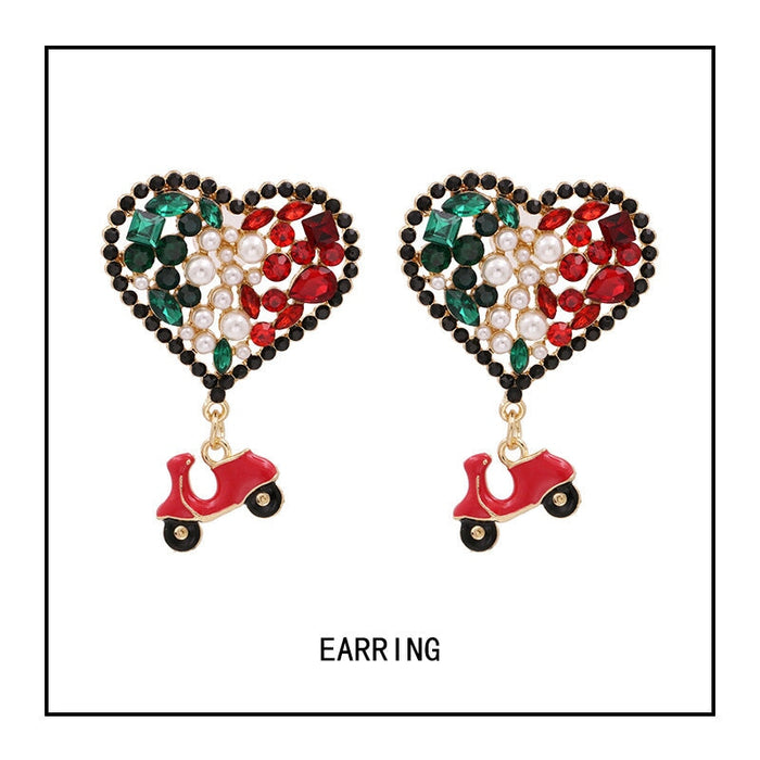 Wholesale heart alloy earrings JDC-ES-LIUM032 Earrings 榴芒 Wholesale Jewelry JoyasDeChina Joyas De China