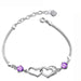 Wholesale Heart Connected 925 Sterling Silver Copper Rhinestone Bracelet JDC-BT-Ffei001 Bracelet 菲菲 purple Wholesale Jewelry JoyasDeChina Joyas De China