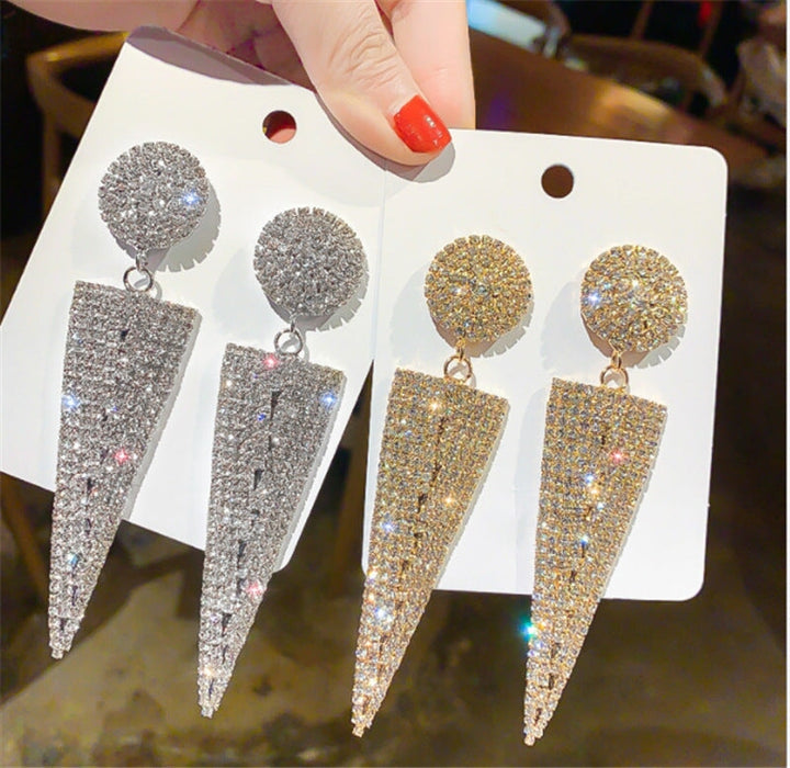 Wholesale Heavy Industry Triangle Diamond Large Earrings JDC-ES-Sideng026 Earrings 思登 Wholesale Jewelry JoyasDeChina Joyas De China