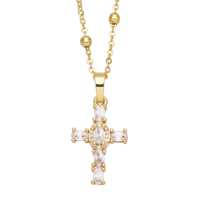 Wholesale Hip Hop Cross Zircon Copper Plated 18k Gold Necklace JDC-NE-AS421 Necklaces 翱昇 white Wholesale Jewelry JoyasDeChina Joyas De China