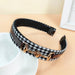 Wholesale Houndstooth Fabric Alloy PU Leather Headband (F)JDC-HD-O377 Headband 潮炫 L brown Wholesale Jewelry JoyasDeChina Joyas De China