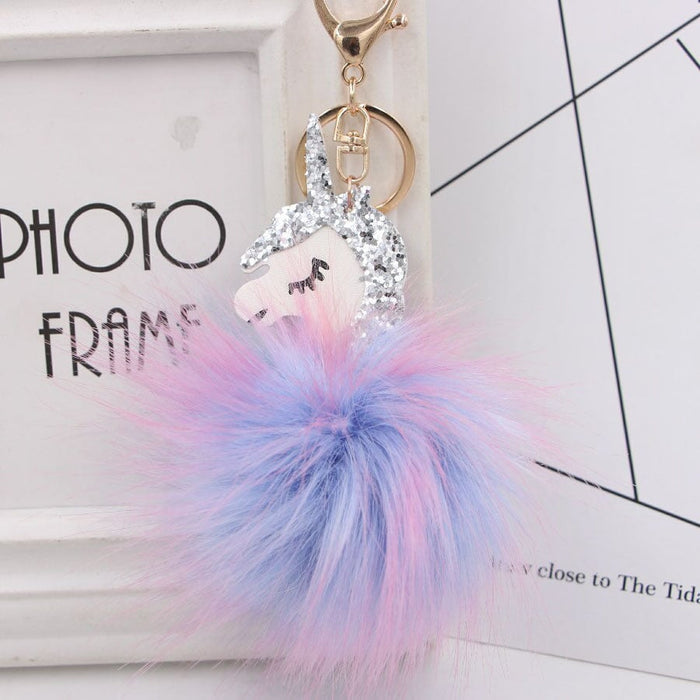 Wholesale Imitation Hair Alloy Hair Ball Pom Pom Keychain JDC-KC-Zuge014 Keychains 祖格 Wholesale Jewelry JoyasDeChina Joyas De China