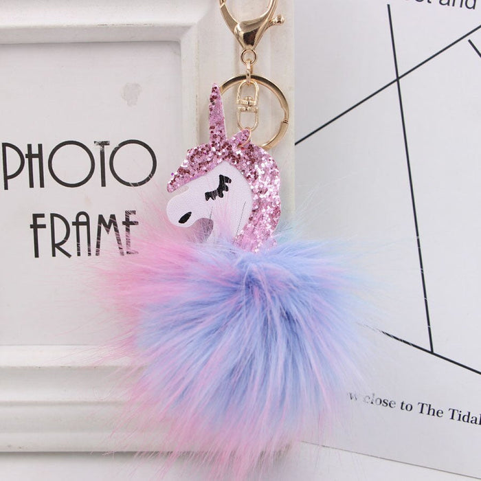 Wholesale Imitation Hair Alloy Hair Ball Pom Pom Keychain JDC-KC-Zuge014 Keychains 祖格 pink / Wholesale Jewelry JoyasDeChina Joyas De China