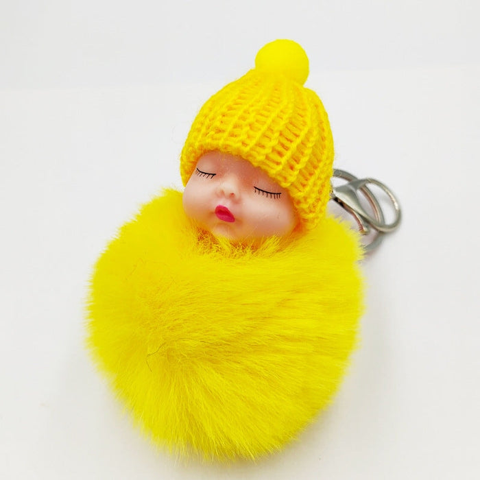 Wholesale imitation otter rabbit hair sleep doll keychain JDC-KC-QiShi007 Keychains 奇释 Wholesale Jewelry JoyasDeChina Joyas De China
