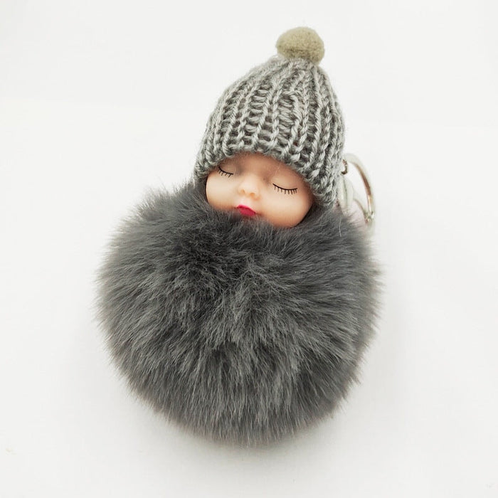 Wholesale imitation otter rabbit hair sleep doll keychain JDC-KC-QiShi007 Keychains 奇释 grey / Wholesale Jewelry JoyasDeChina Joyas De China