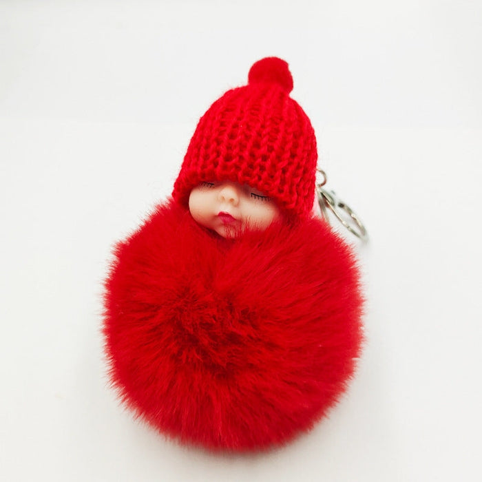 Wholesale imitation otter rabbit hair sleep doll keychain JDC-KC-QiShi007 Keychains 奇释 gules / Wholesale Jewelry JoyasDeChina Joyas De China