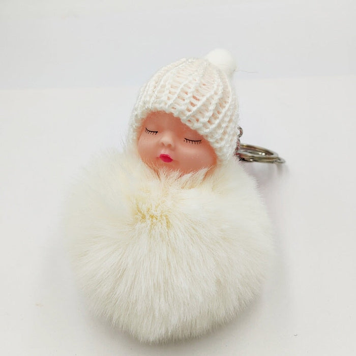 Wholesale imitation otter rabbit hair sleep doll keychain JDC-KC-QiShi007 Keychains 奇释 Rice white / Wholesale Jewelry JoyasDeChina Joyas De China