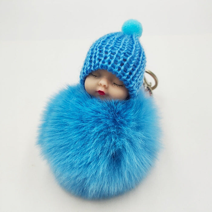 Wholesale imitation otter rabbit hair sleep doll keychain JDC-KC-QiShi007 Keychains 奇释 Sky blue / Wholesale Jewelry JoyasDeChina Joyas De China