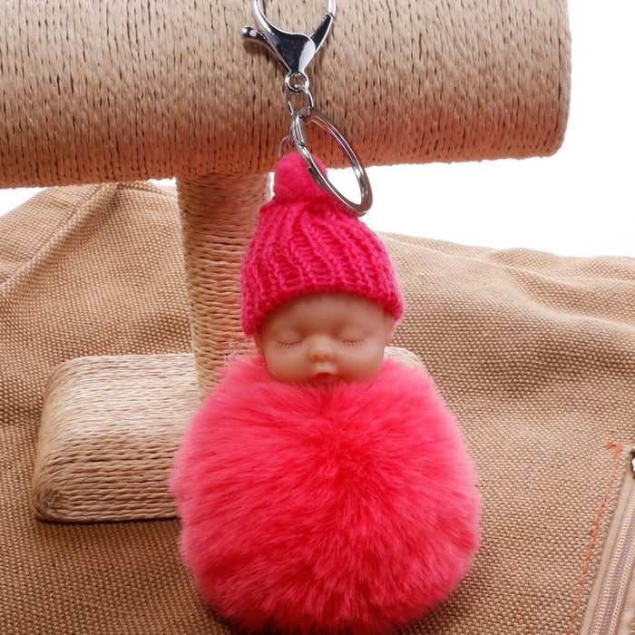 Wholesale imitation otter rabbit hair sleep doll keychain JDC-KC-QiShi007 Keychains 奇释 Watermelon red / Wholesale Jewelry JoyasDeChina Joyas De China