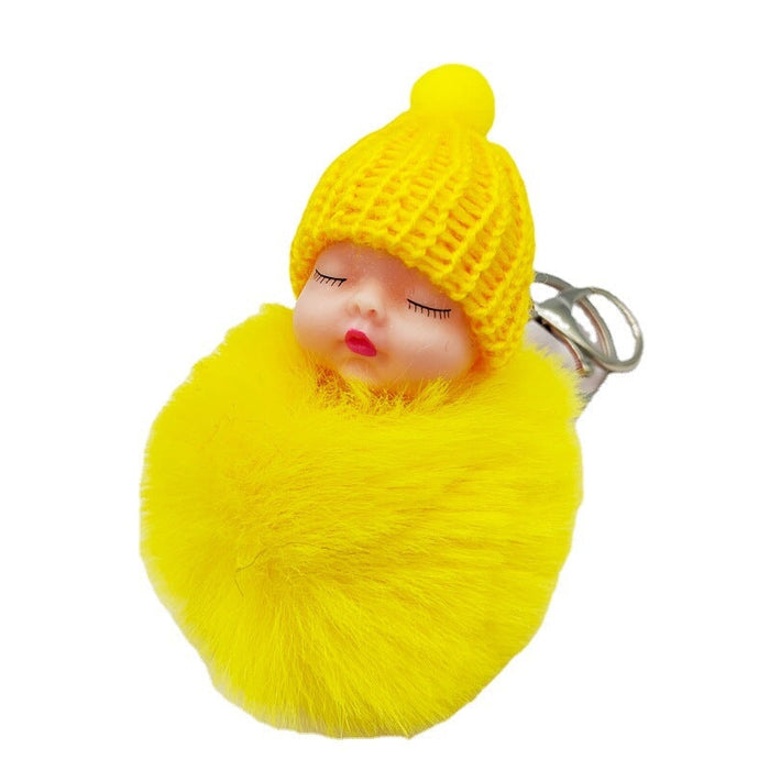 Wholesale imitation otter rabbit hair sleep doll keychain JDC-KC-QiShi007 Keychains 奇释 Yellow / Wholesale Jewelry JoyasDeChina Joyas De China