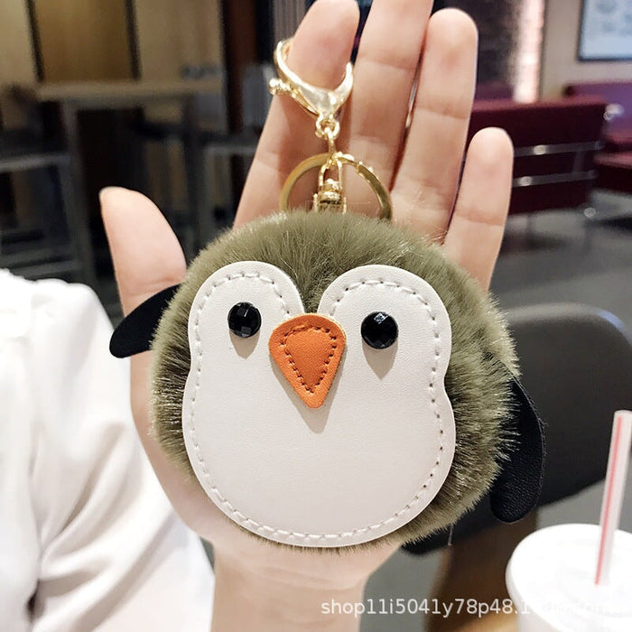 Wholesale Imitation Rabbit Fur TPU Leather Penguin Hair Ball Pendant Pom Pom Keychain JDC-KC-FRun001 Keychains 飞润 ArmyGreen OPP Wholesale Jewelry JoyasDeChina Joyas De China