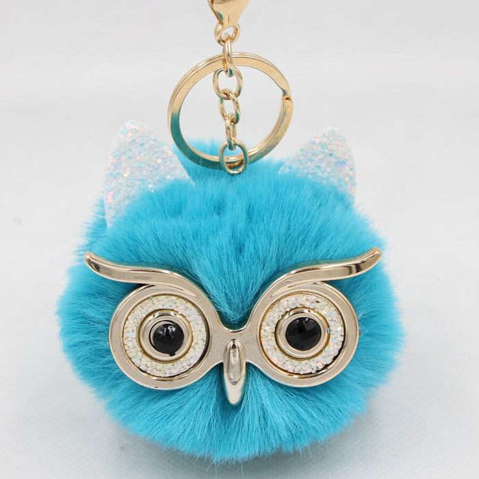 Wholesale Imitation Rex Rabbit Fur Big Eyes Sequined Owl Fur Ball Pom Pom Keychain JDC-KC-Zuge012 Keychains 祖格 Wholesale Jewelry JoyasDeChina Joyas De China