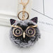 Wholesale Imitation Rex Rabbit Fur Big Eyes Sequined Owl Fur Ball Pom Pom Keychain JDC-KC-Zuge012 Keychains 祖格 Two-tone black-black / Wholesale Jewelry JoyasDeChina Joyas De China