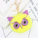 Wholesale Imitation Rex Rabbit Fur Big Eyes Sequined Owl Fur Ball Pom Pom Keychain JDC-KC-Zuge012 Keychains 祖格 Yellow-purple / Wholesale Jewelry JoyasDeChina Joyas De China